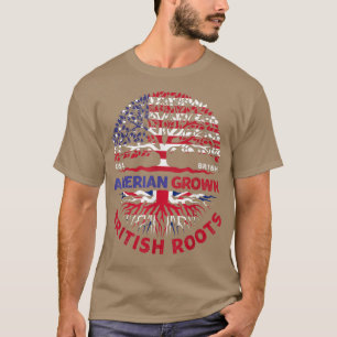 American Grown British Roots British Flagga USA fl T Shirt