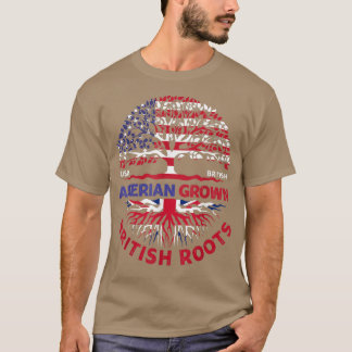 American Grown British Roots British Flagga USA fl T Shirt