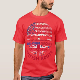 American Grown British Roots British Flagga USA fl T Shirt