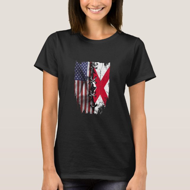American Grown British Roots USA Northern Flag T Shirt (Framsida)