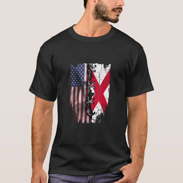 American Grown British Roots USA Northern Flag T Shirt (Framsida)