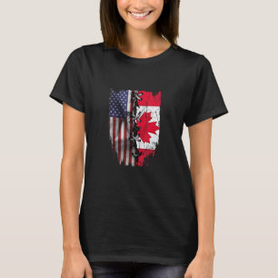 American Grown Canadian Roots USA Canada Flagga T Shirt