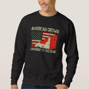 American Grown Canadian to Bone US Canada Flagga Lång Ärmad Tröja
