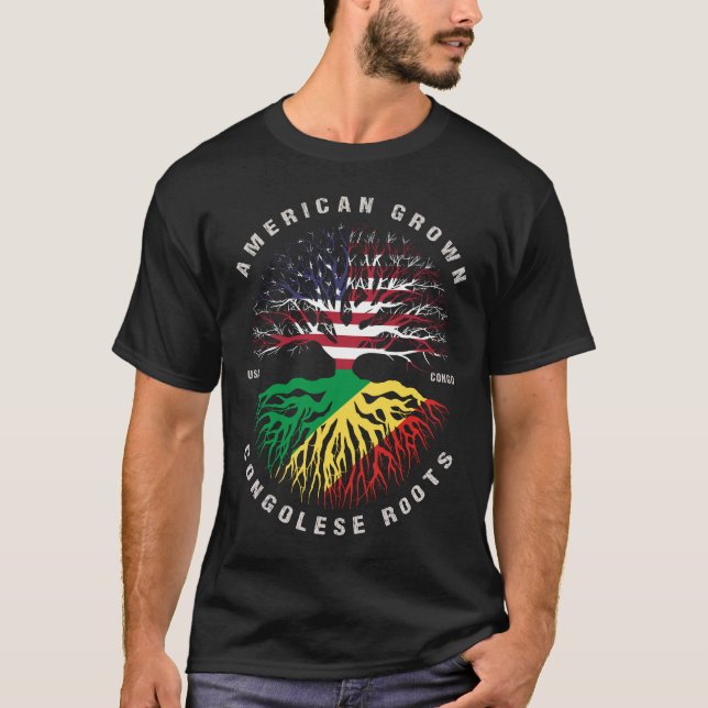 American Grown Congolese Roots Congo Flagga T Shirt (Framsida)