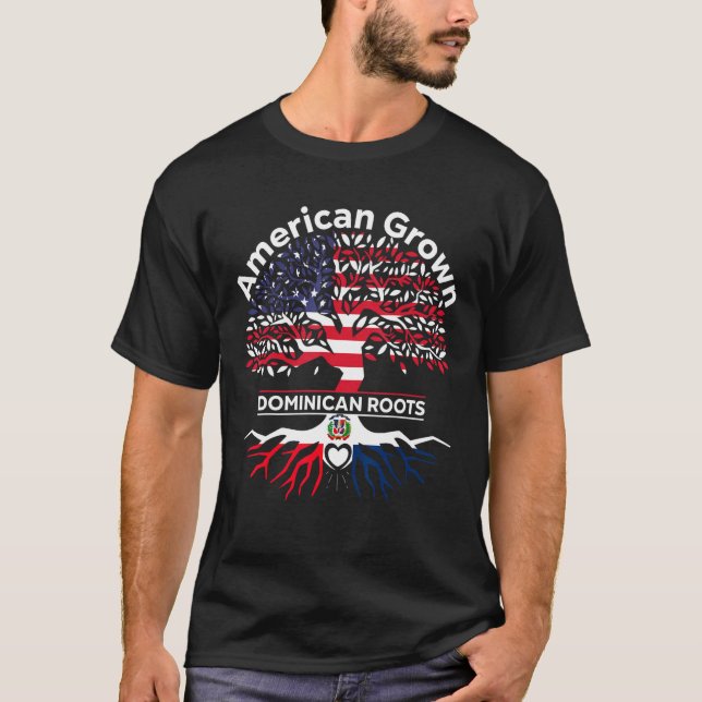 American Grown Dominican Roots American Dominican  T Shirt (Framsida)