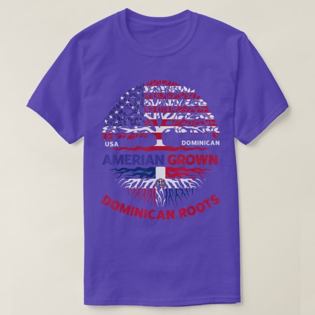 American Grown Dominican Roots Dominica Flagga Usa T Shirt (Design framsida)