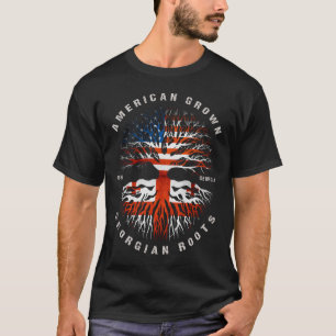 American Grown Georgian Roots Georgia Flagga T Shirt