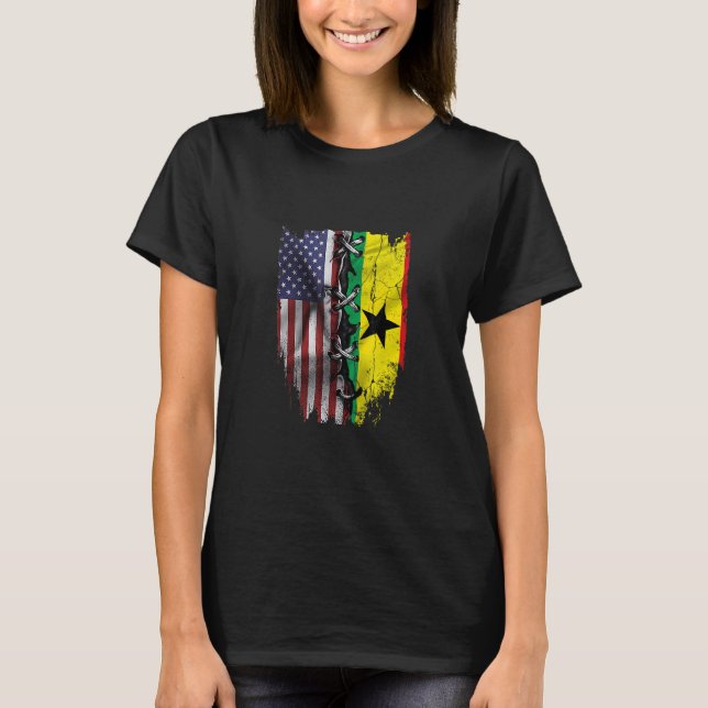 American Grown Ghanaian Roots USA Ghana Flag T Shirt (Framsida)
