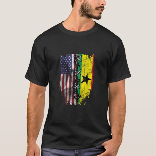 American Grown Ghanaian Roots USA Ghana Flag T Shirt (Framsida)