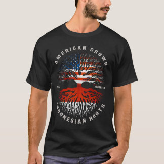 American Grown Indonesia Roots Indonesia Flagga T- T Shirt