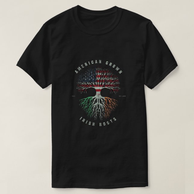 American Grown Irish Root Ireland Grönt Irish Flag T Shirt (Design framsida)