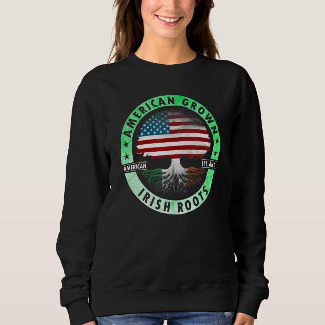 American grown Irish roots flag Ireland st Patrick T Shirt (Framsida)