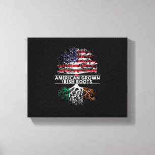 American Grown Irish Roots Flagga Ireland ST. PATR Canvastryck