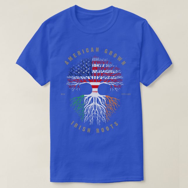 American Grown Irish Roots Ireland Flagga T Shirt (Design framsida)