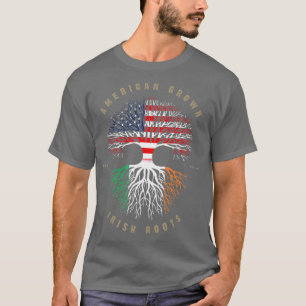American Grown Irish Roots Ireland Flagga T Shirt