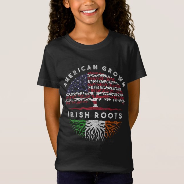 American Grown Irish Roots Ireland T Shirt (Framsida)