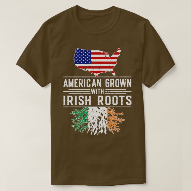 American Grown Irish Roots Pride Ireland T Shirt (Design framsida)