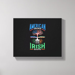 American Grown Irish Roots St. Patricks Day Grönt Canvastryck