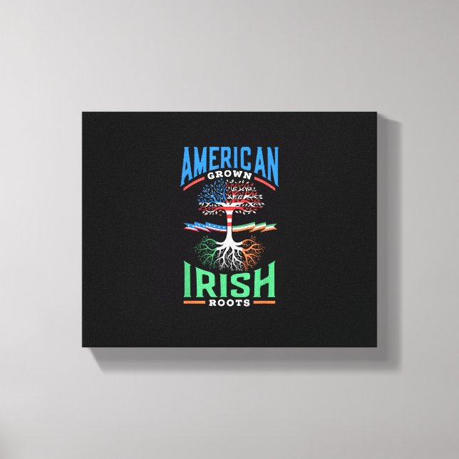 American Grown Irish Roots St. Patricks Day Grönt Canvastryck (Framsida)