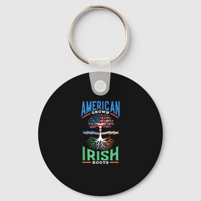 American Grown Irish Roots St. Patricks Day Grönt Nyckelring (Framsida)
