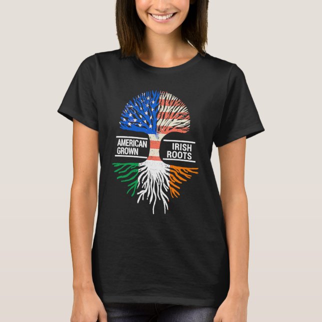 American Grown Irish Roots USA Ireland Flag ST PAT T Shirt (Framsida)