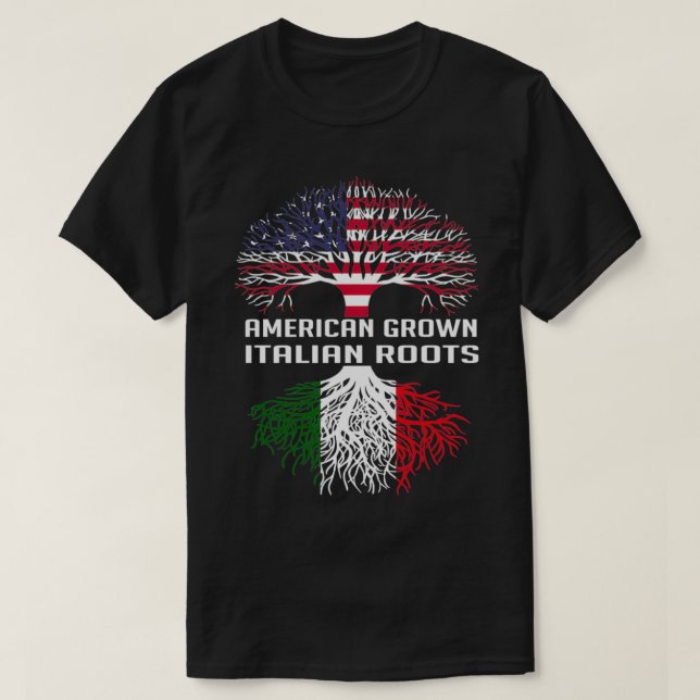 American Grown Italienska rötter Italien Flagga Pr T Shirt (Design framsida)
