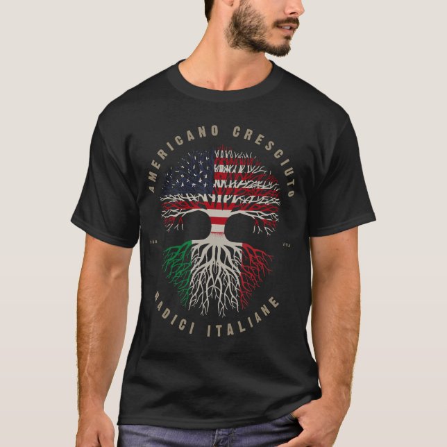 American Grown Italy Roots Italien America Radici T Shirt (Framsida)