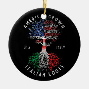 American Grown Italy Roots Italien Flagga National Julgransprydnad Keramik
