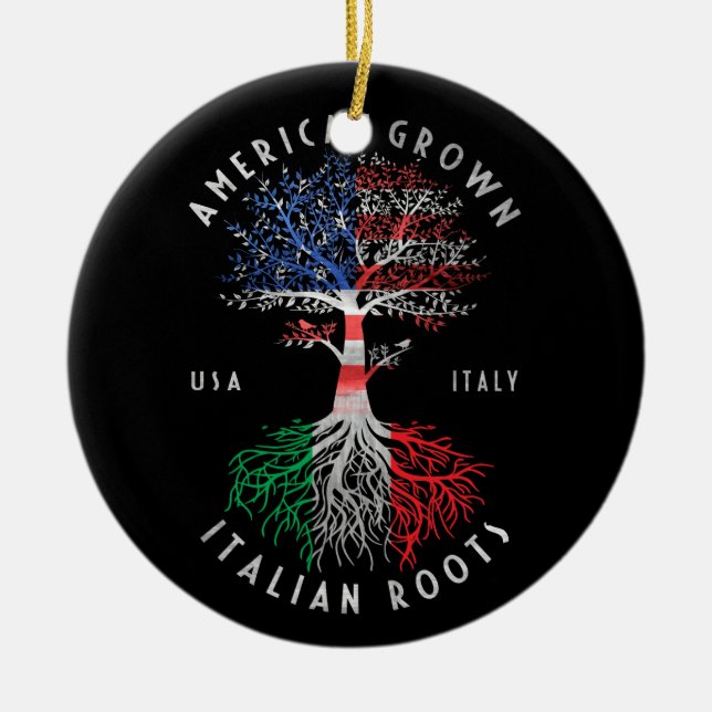 American Grown Italy Roots Italien Flagga National Julgransprydnad Keramik (Framsidan)