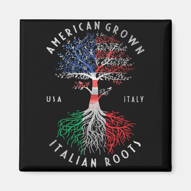 American Grown Italy Roots Italien Flagga National Magnet (Framsidan)