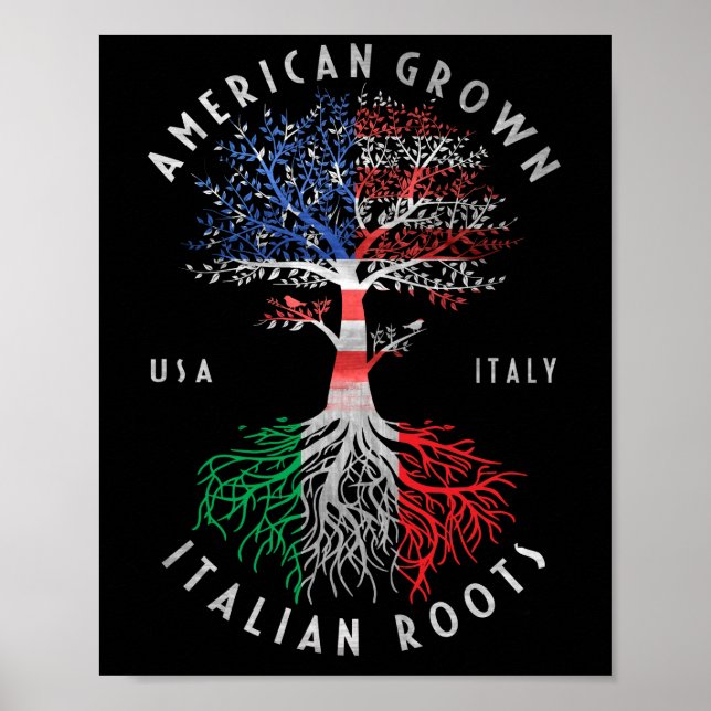 American Grown Italy Roots Italien Flagga National Poster (Framsidan)