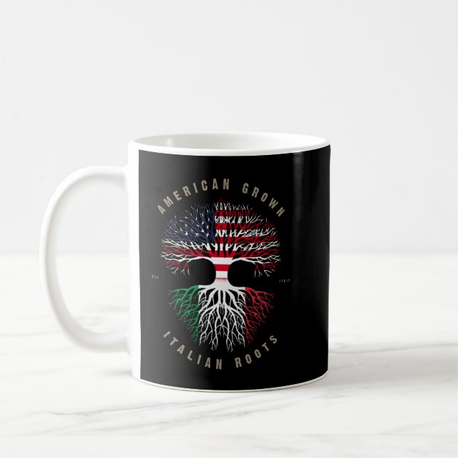 American Grown Italy Roots Italien Flagga Swea Kaffemugg (Vänster)