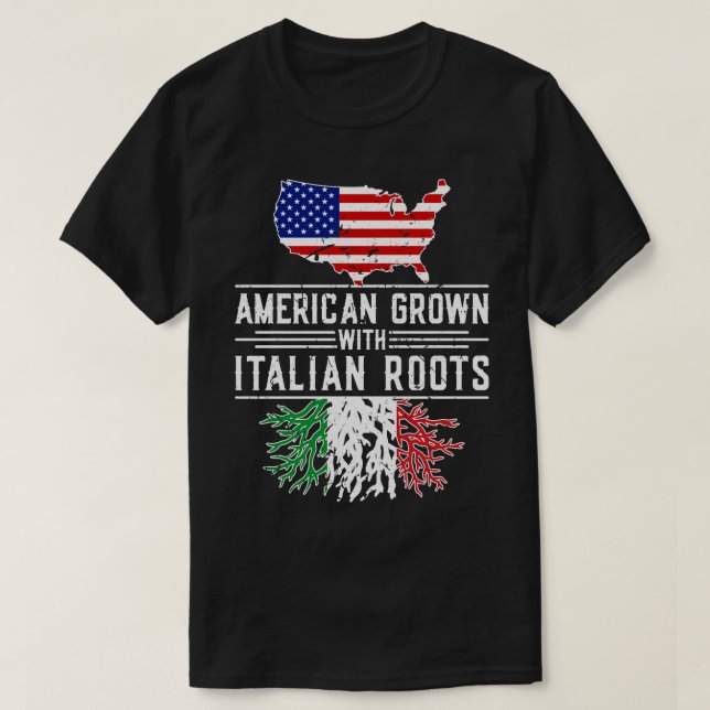 American Grown Italy Roots Pride Italien T Shirt (Design framsida)