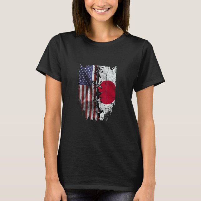 American Grown Japanese Roots USA Japan Flag T Shirt (Framsida)