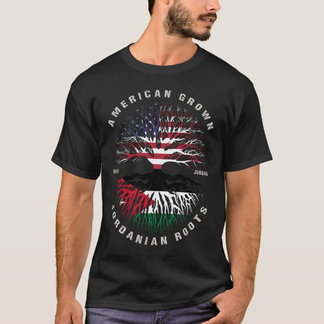 American Grown Jordanian Jordan Flagga T Shirt (Framsida)