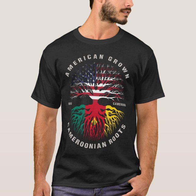 American Grown Kameroonian Roots Cameroon Flagga T Shirt (Framsida)