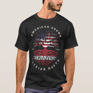 American Grown Latvian Roots Lettland Flagga T Shirt