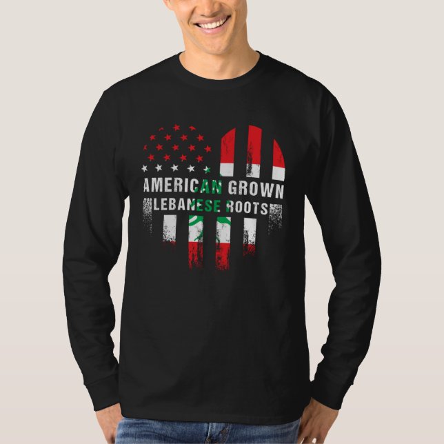 American Grown Lebanese Roots Lebanon Heart Flag M T Shirt (Framsida)