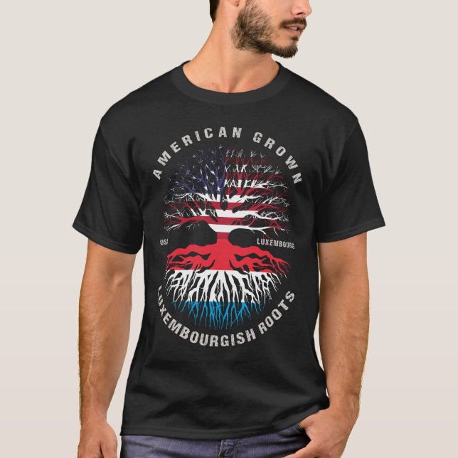 American Grown Luxembourg Roots Luxembourg Flagga T Shirt (Framsida)
