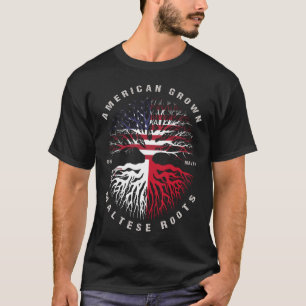 American Grown Maltese Roots Malta Flagga T Shirt
