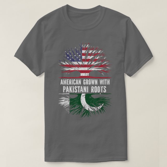 American Grown med pakistanska rötter USA flagga P T Shirt (Design framsida)