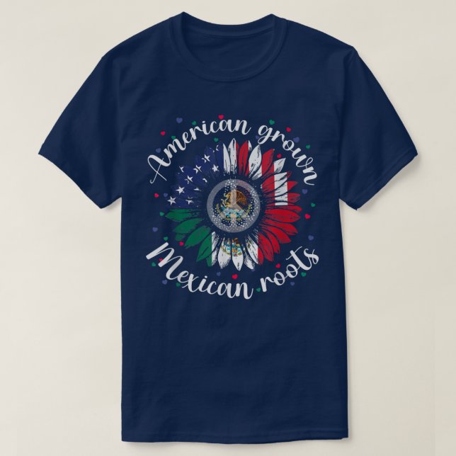 American Grown Meican Roots Cinco de Mayo Sunflowe T Shirt (Design framsida)