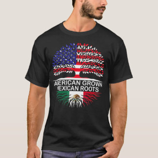 American Grown Meican Roots Meico Flagga T Shirt