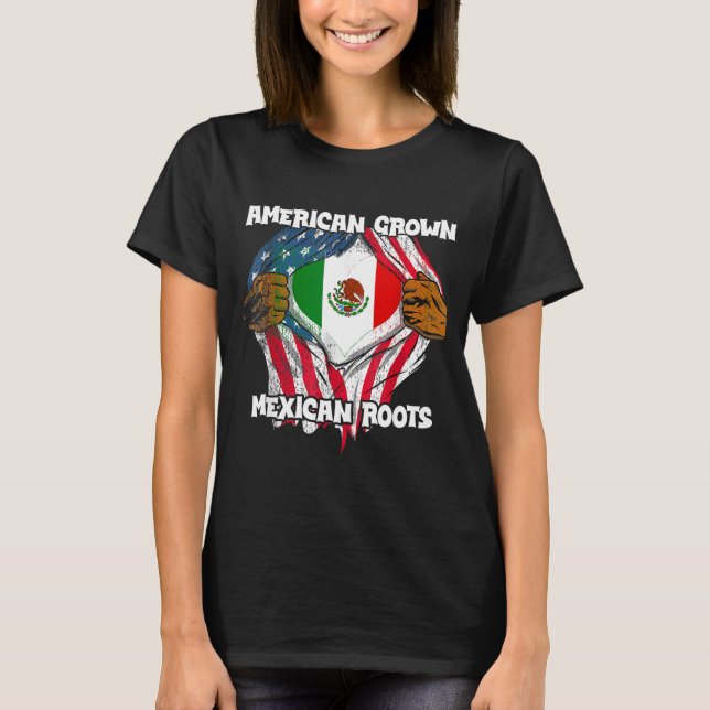 American Grown Mexican Roots Mexico Country Lover  T Shirt (Framsida)