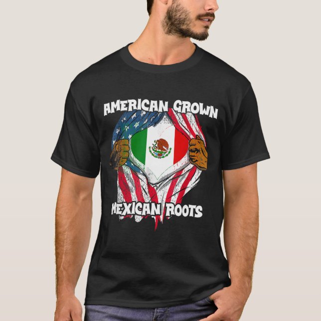 American Grown Mexican Roots Mexico Country Lover  T Shirt (Framsida)