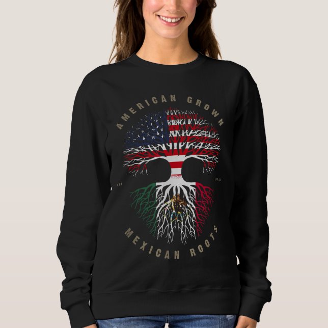 American Grown Mexican Roots Mexico Flagga T Shirt (Framsida)
