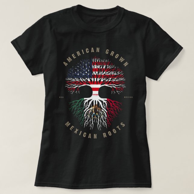 American Grown Mexican Roots Mexico Flagga T Shirt (Design framsida)
