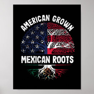 American Grown Mexican Roots USA Mexiko Flagga Poster