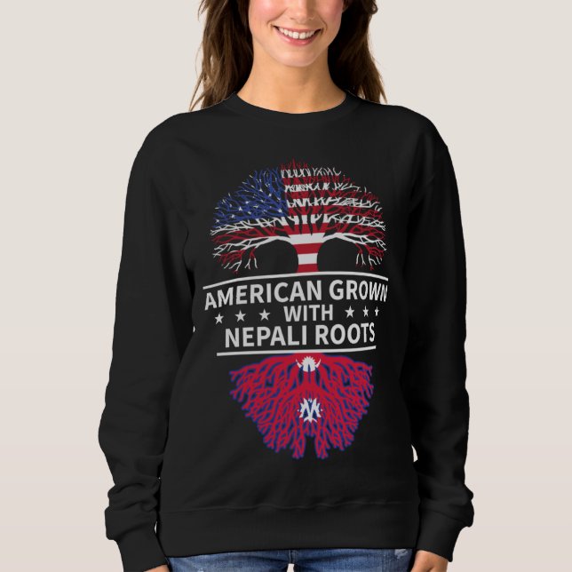American Grown Nepali Roots  Nepal Flag T Shirt (Framsida)