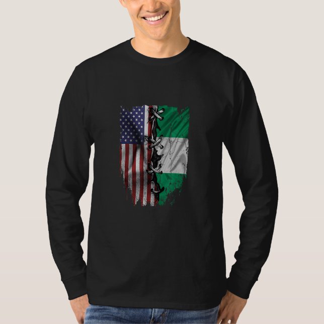 American Grown Nigerian Roots USA Nigeria Flag T Shirt (Framsida)